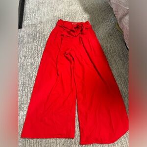 Bright red flare pants
